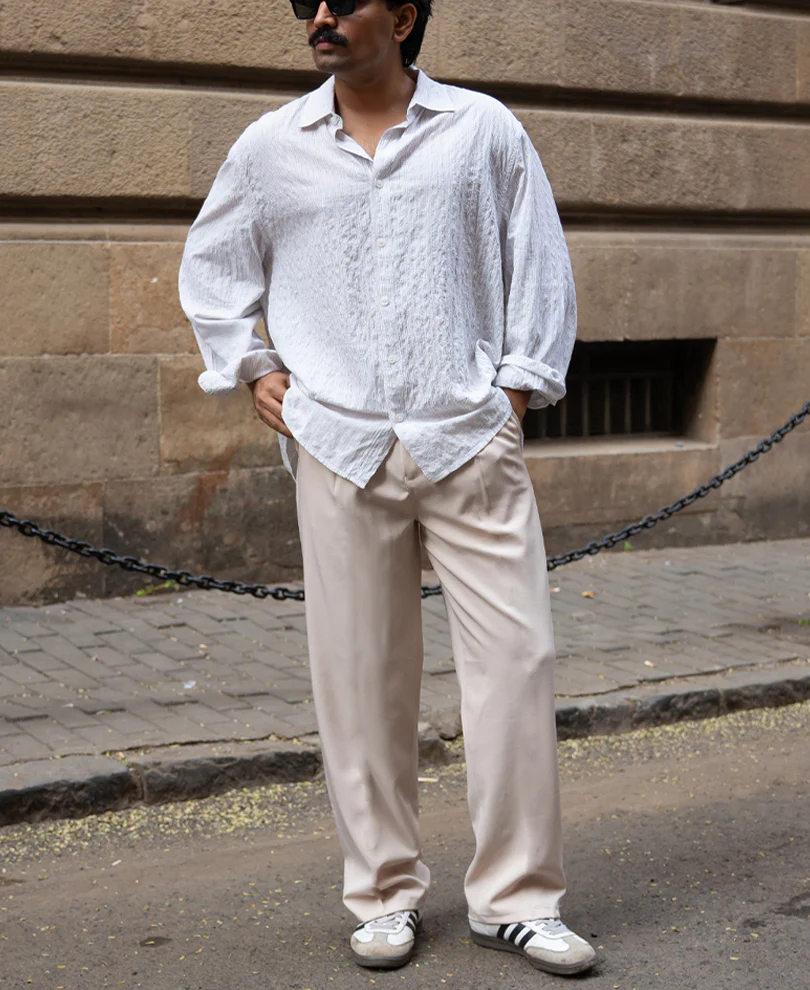 Cream Baggy Fit Korean Pants - Image 7