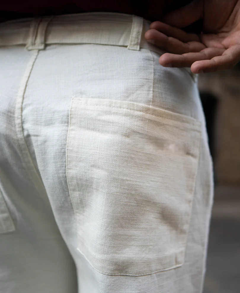 Cream Pants With Belt 100% Cotton - Image 3