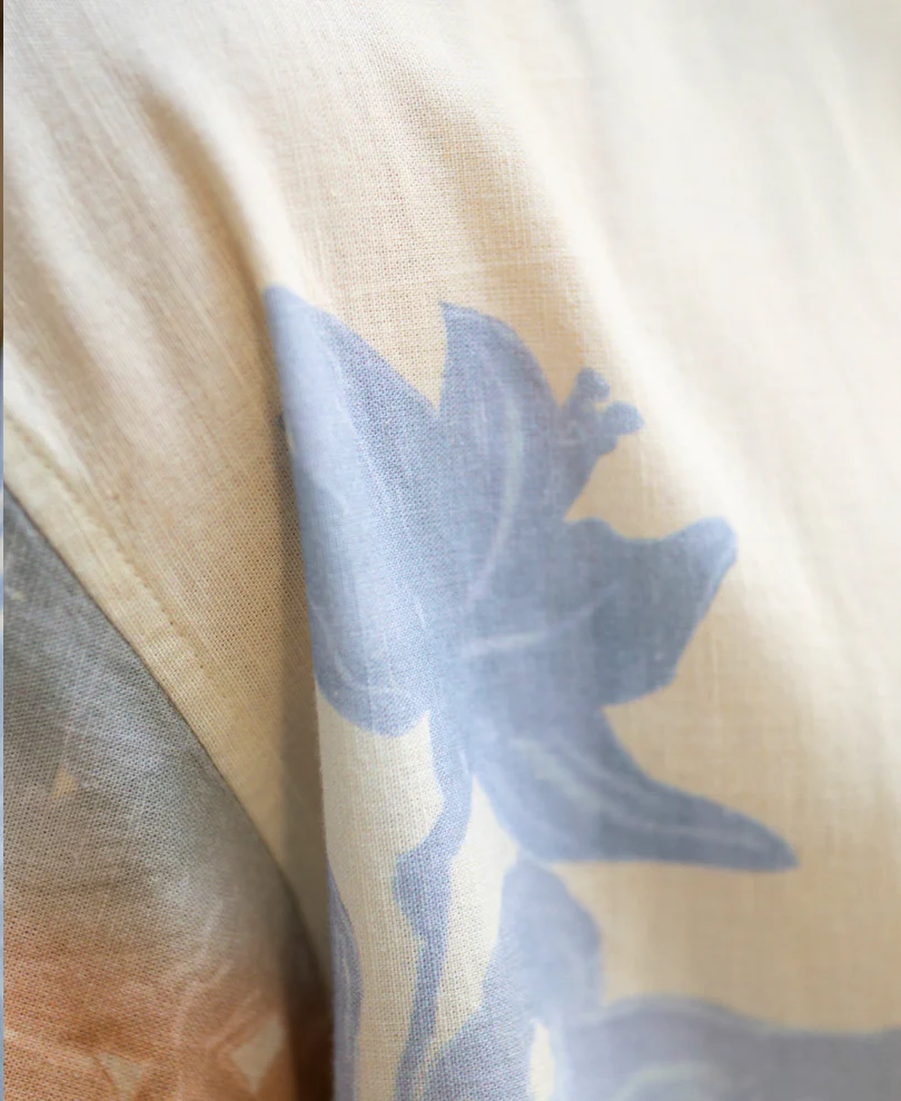 Cream Floral Print Shirt 100% Cotton - Image 4