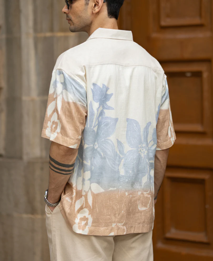 Cream Floral Print Shirt 100% Cotton - Image 6