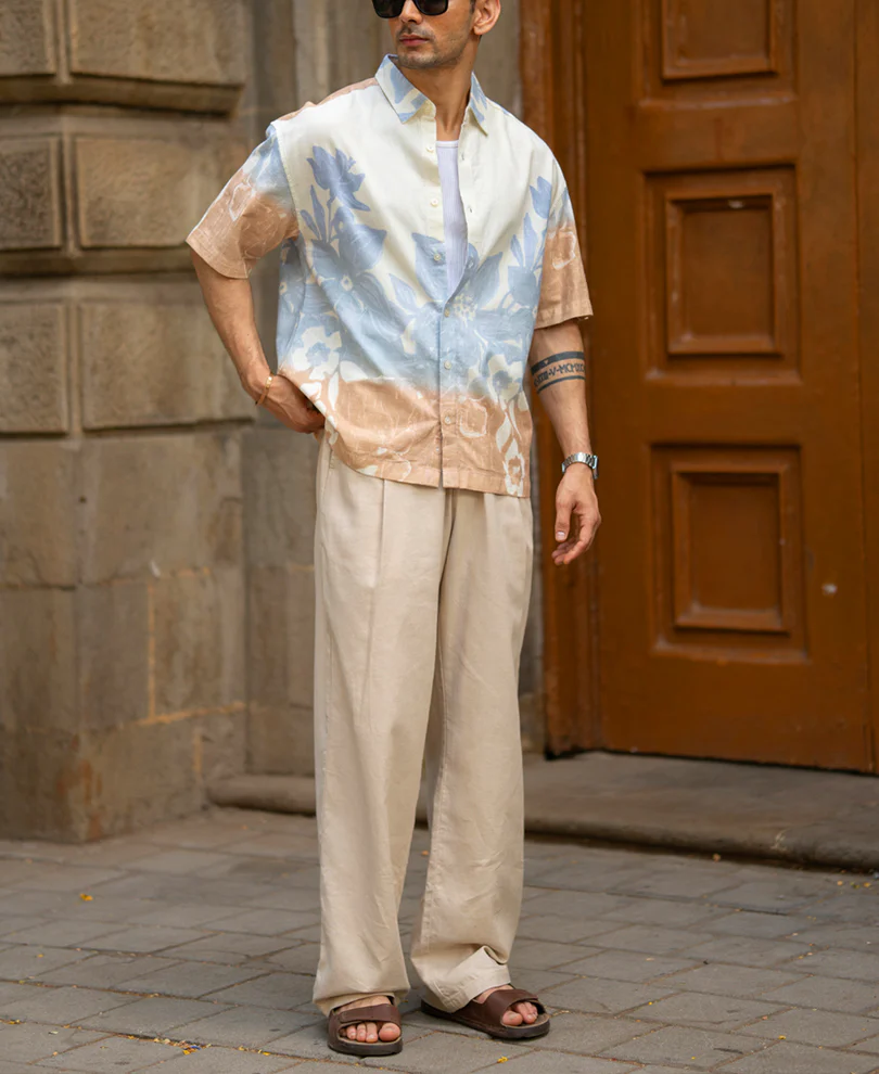 Cream Floral Print Shirt 100% Cotton - Image 7