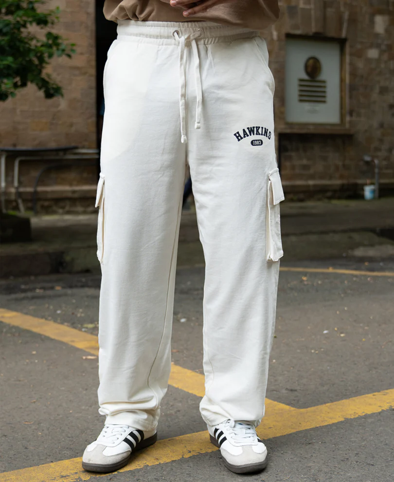 Cream Knit Cargo Trackpant 100% Cotton - Image 3