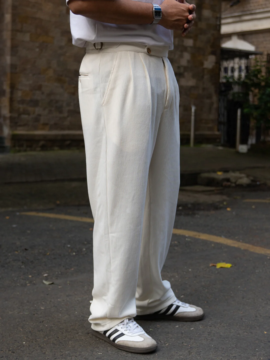 Cream Knitted Gurkha Pant - Image 4