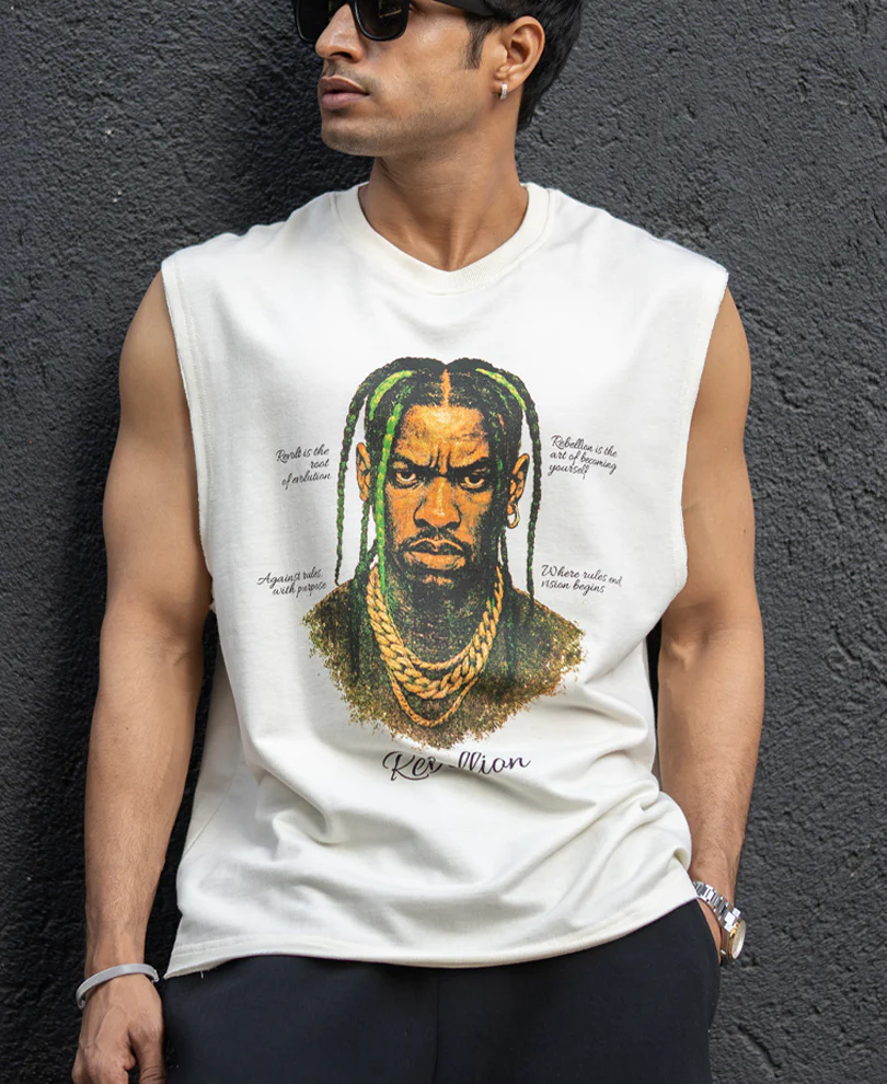 Cream Rebel Graphic Vest 100% Cotton - Image 3