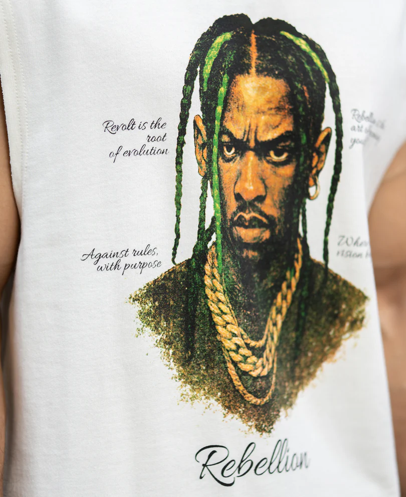 Cream Rebel Graphic Vest 100% Cotton - Image 4