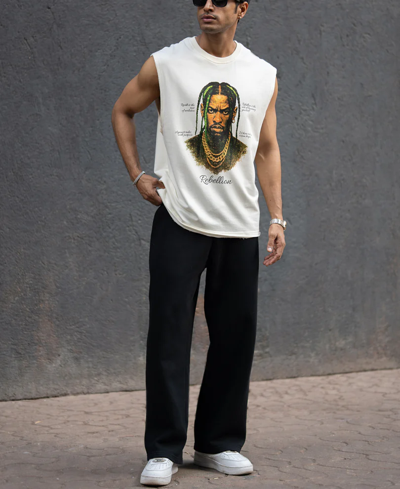 Cream Rebel Graphic Vest 100% Cotton - Image 7
