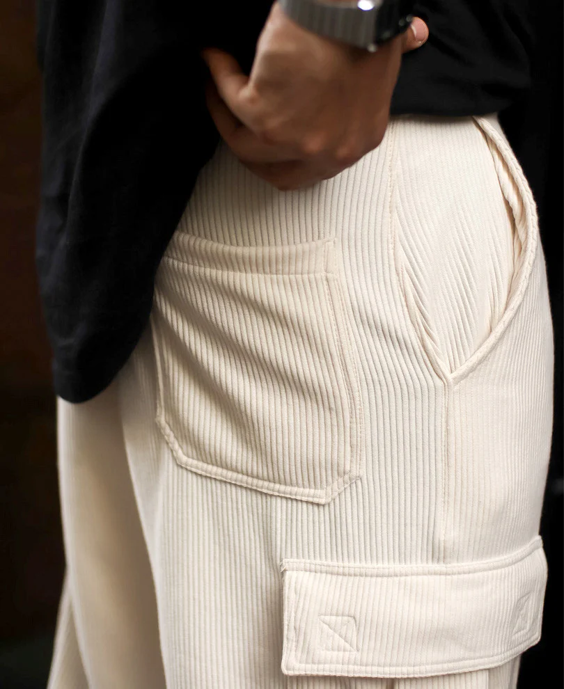 Cream Side Pocket Baggy Fit Track Pant - Image 5