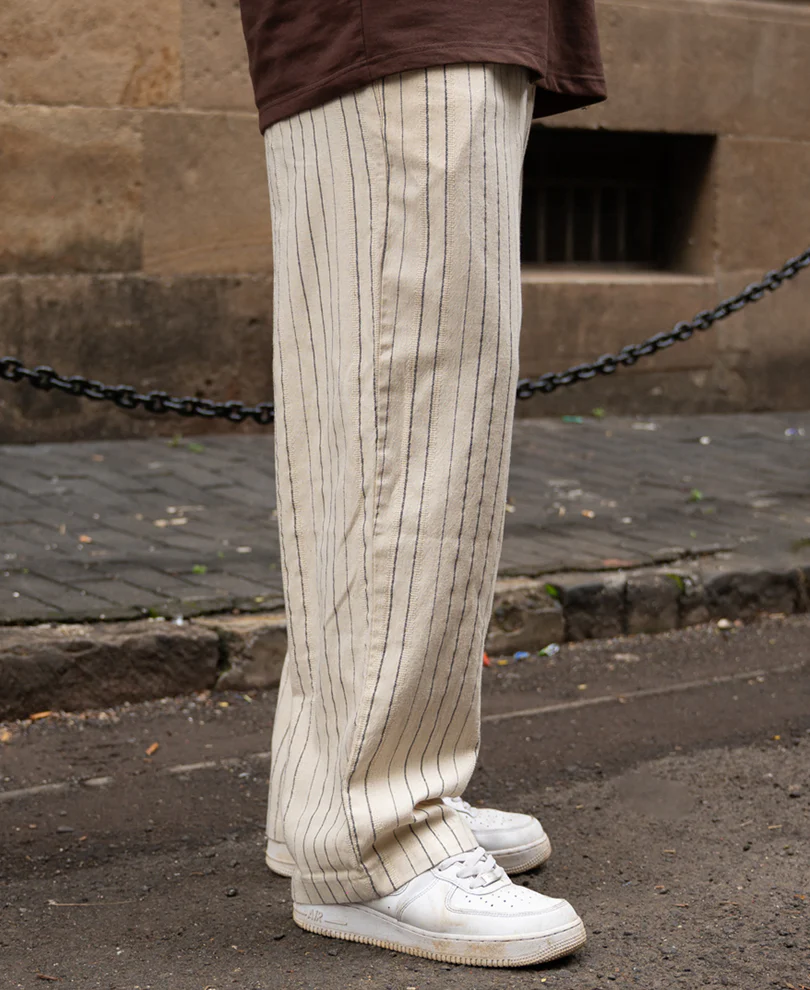 Cream Striped Linen Trouser - Image 4