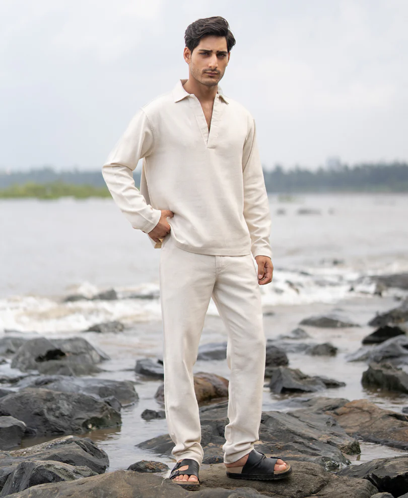Cream Structured Cotton Kurta Shirt - Image 7
