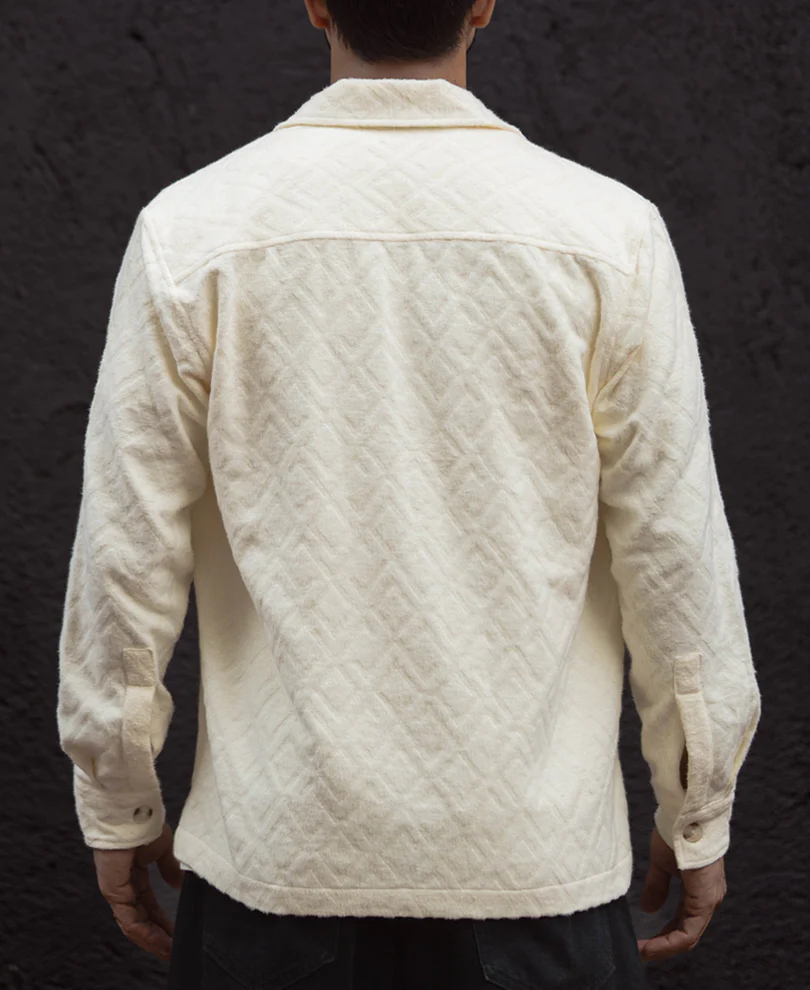 Cream Zip Style Full Sleeves Regular Fit Shirt - Image 3