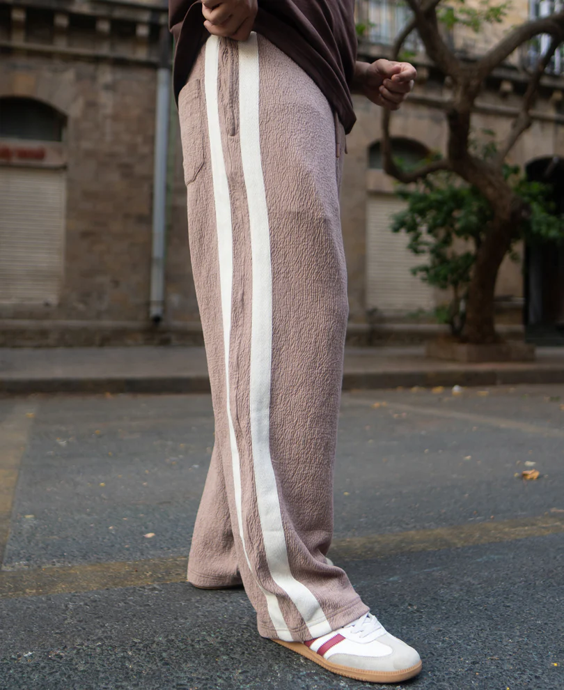 Dark Beige Knitted Baggy Fit Pant - Image 3