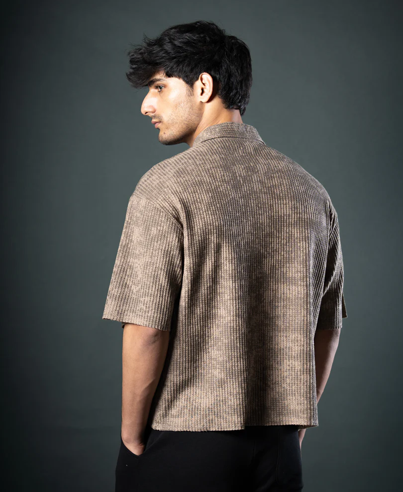 Dark Beige Printed Boxy T-Shirt - Image 3