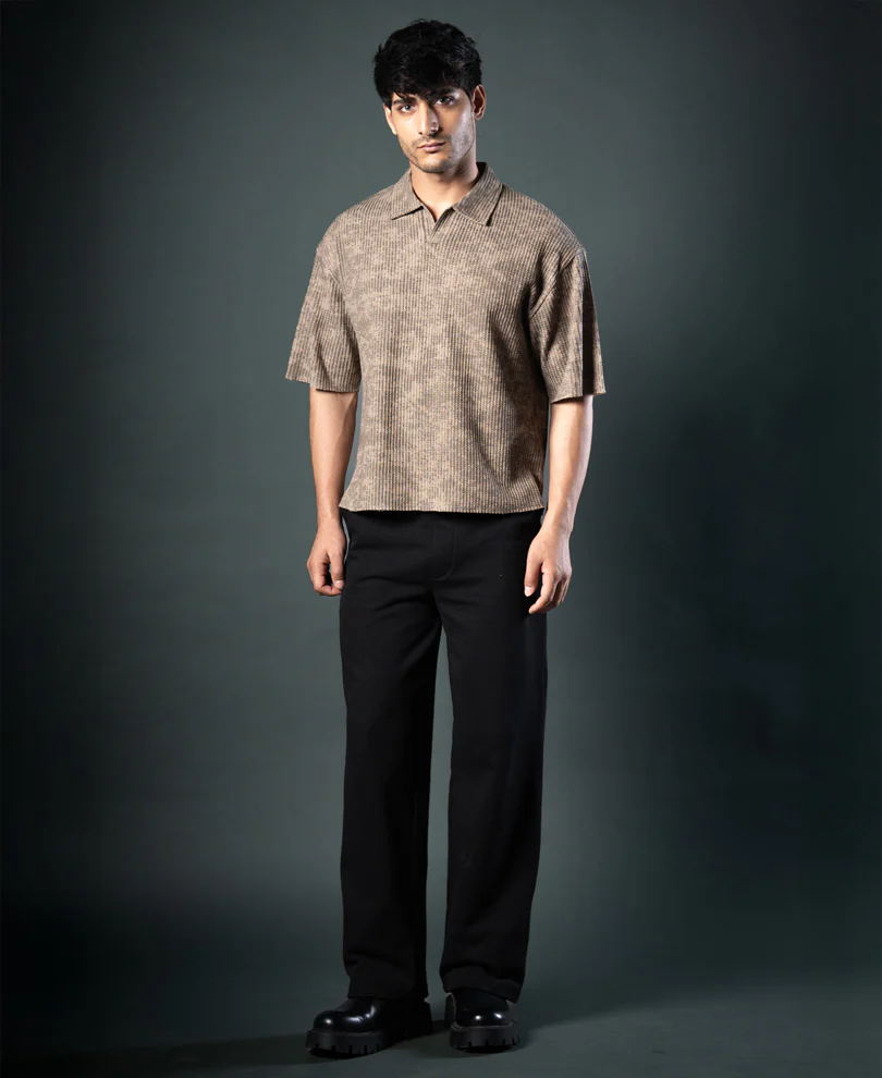 Dark Beige Printed Boxy T-Shirt - Image 4