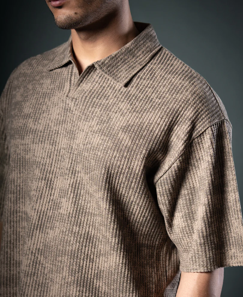 Dark Beige Printed Boxy T-Shirt - Image 5