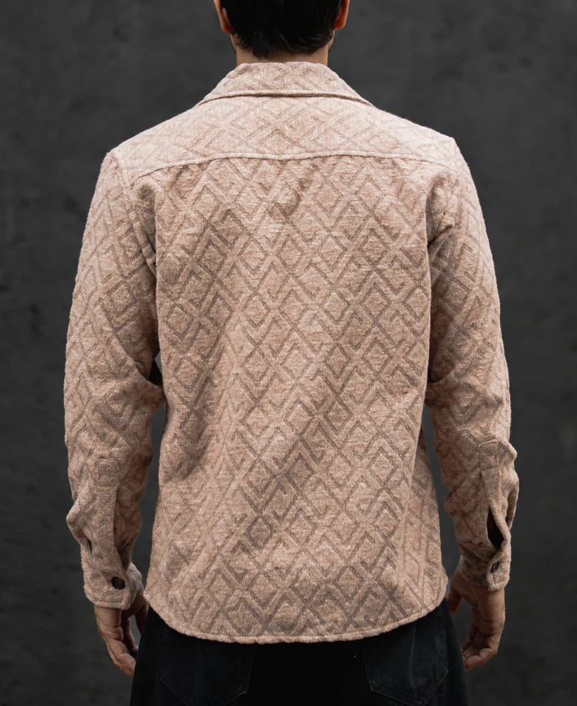 Dark Beige Structured Regular Fit Shirt - Image 2