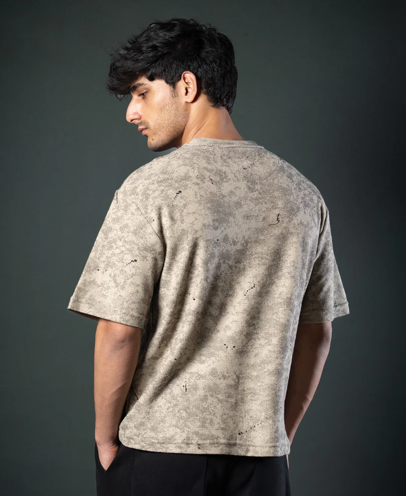 Dark Beige Tie Dye Print T-Shirt - Image 3