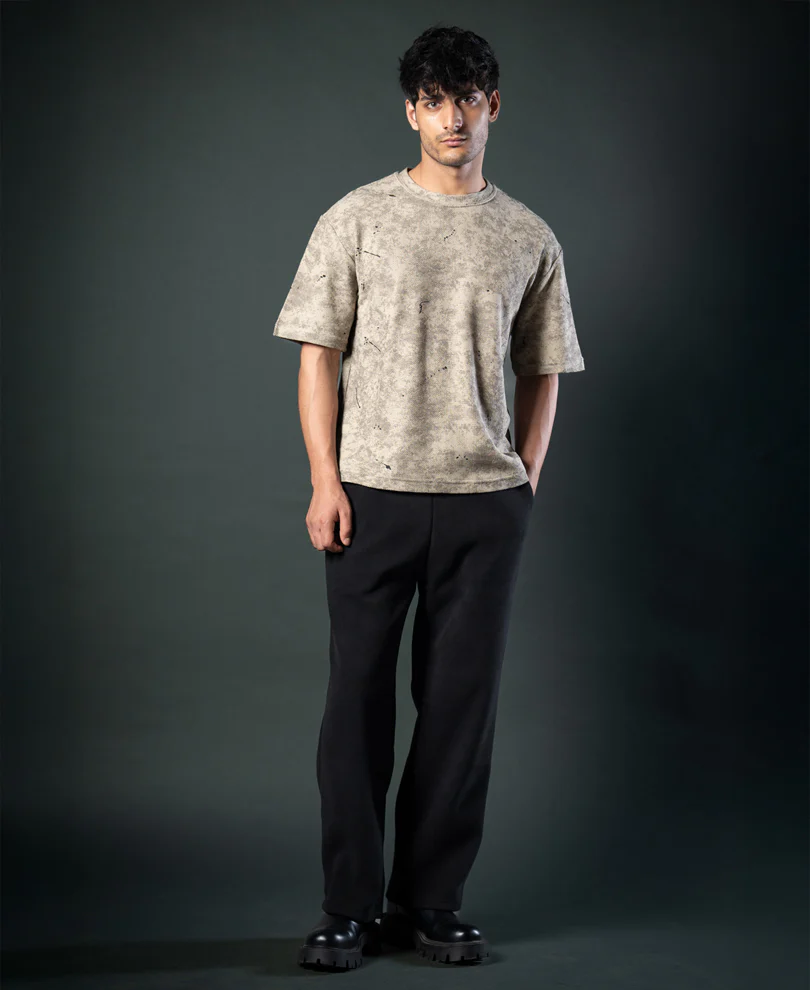 Dark Beige Tie Dye Print T-Shirt - Image 4