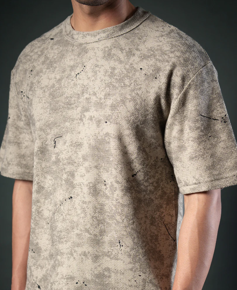 Dark Beige Tie Dye Print T-Shirt - Image 5