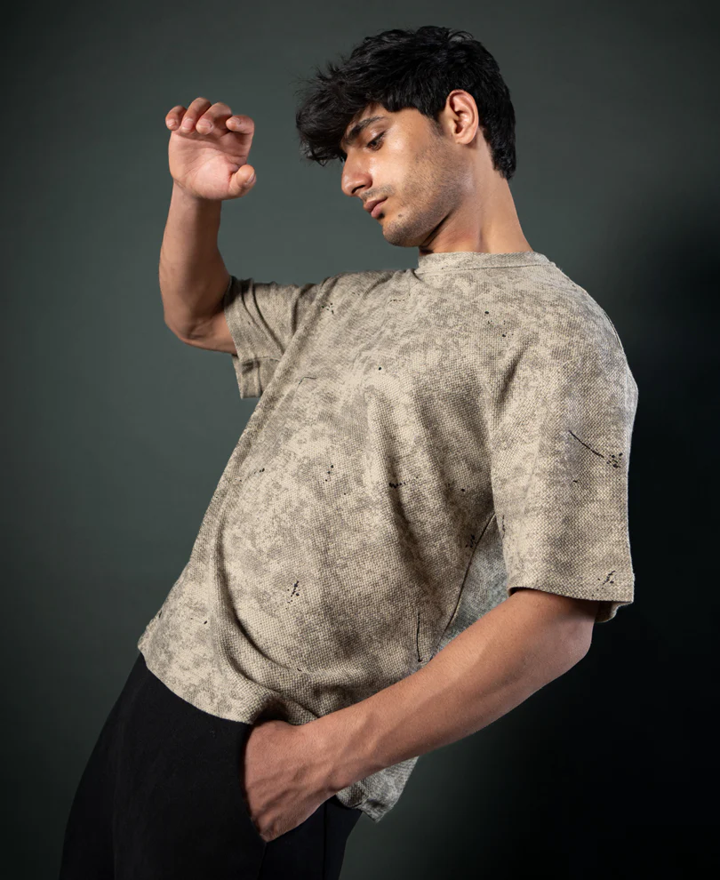 Dark Beige Tie Dye Print T-Shirt - Image 7