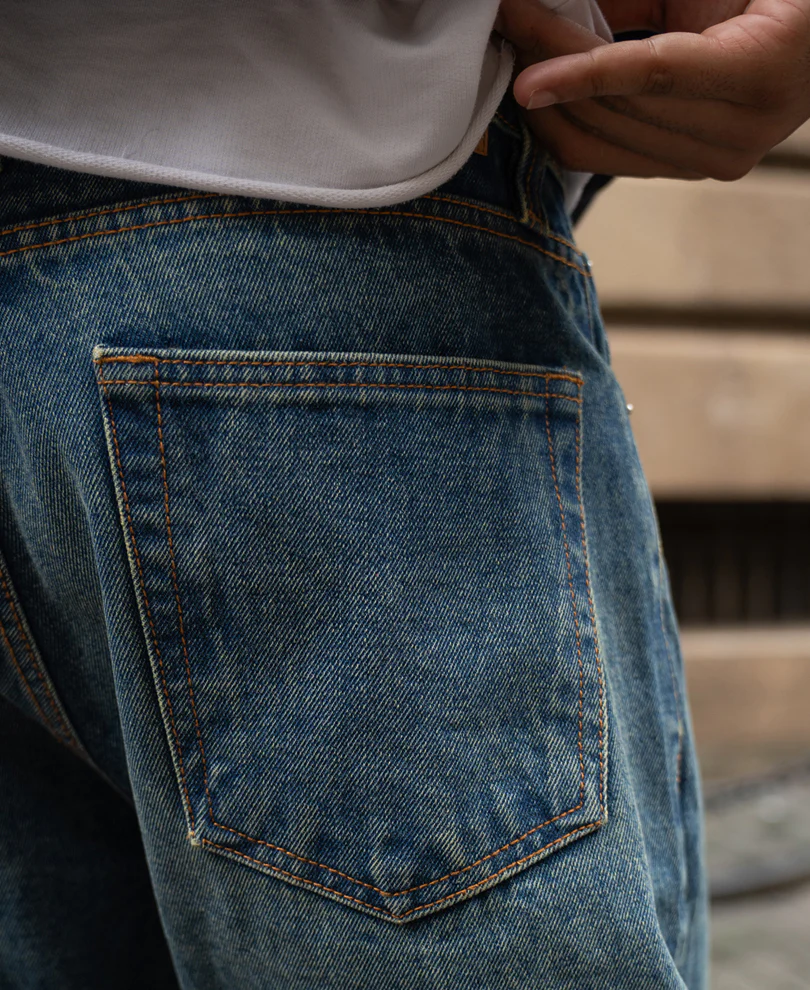 Dark Blue Distressed Baggy Jeans 100% Cotton - Image 5