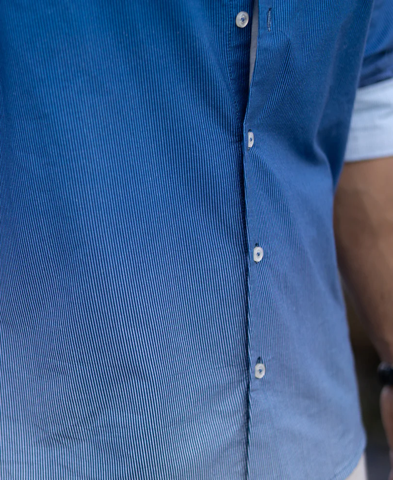 Dark Blue Ombre Stripe Shirt 100% Cotton - Image 5