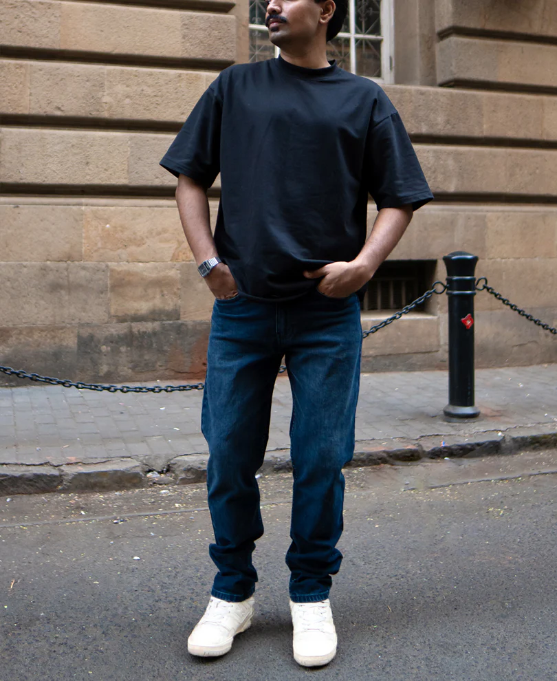 Dark Blue Regular Fit Denim Jeans - Image 6