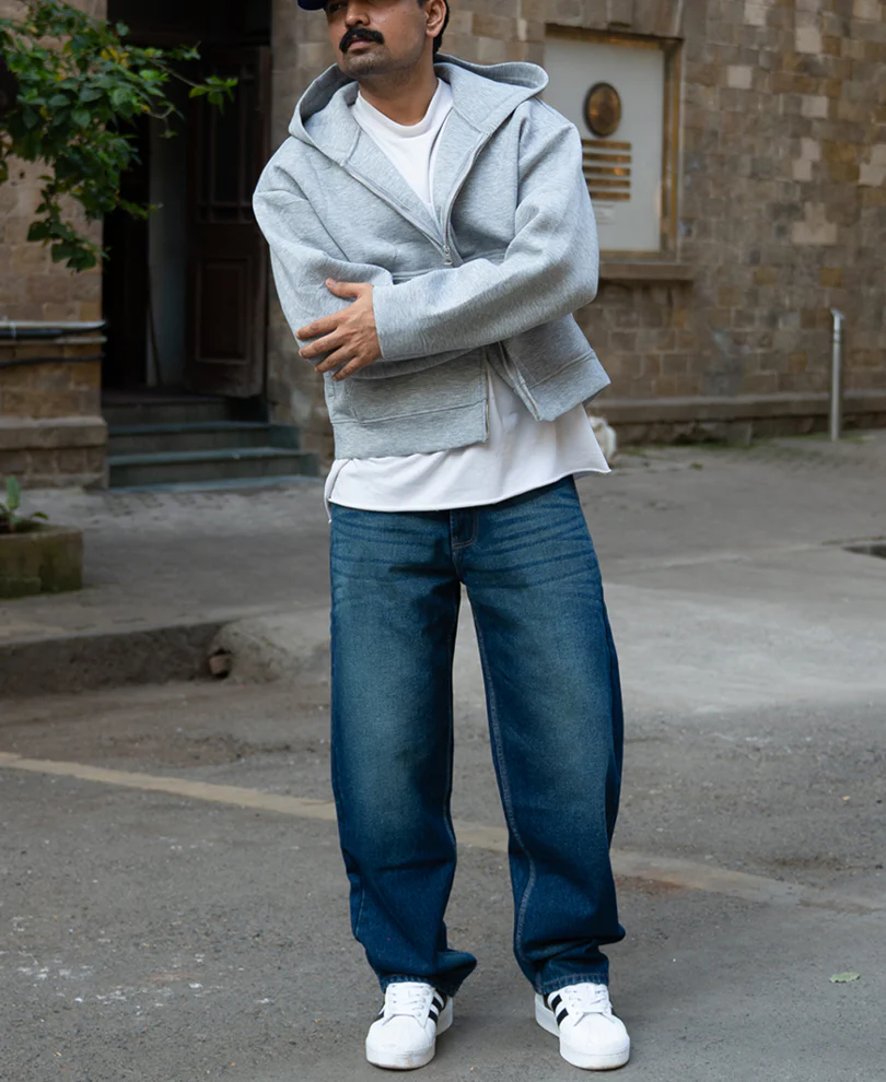 Dark Blue Tinted Baggy Jeans 100% Cotton - Image 7