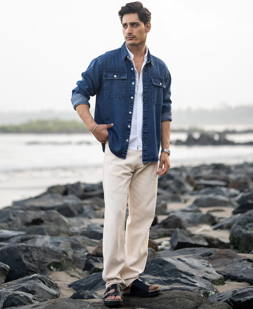 Dark Blue Washed Denim Full Sleeves Shirt 100% Cotton - Image 7
