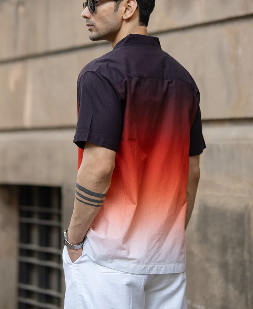 Dark Brick Ombre Shirt 100% Cotton - Image 6
