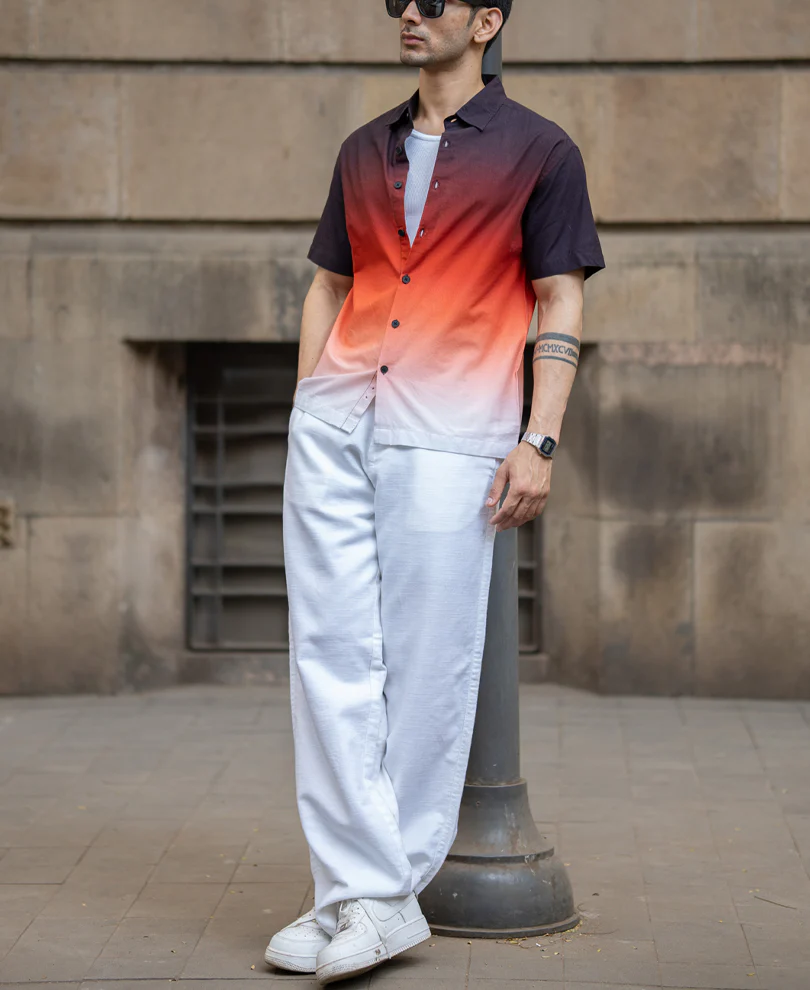 Dark Brick Ombre Shirt 100% Cotton - Image 7