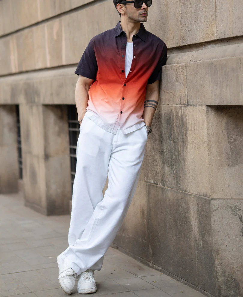 Dark Brick Ombre Shirt 100% Cotton - Image 8