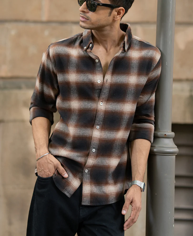 Dark Brown Checks Shirt - Image 3