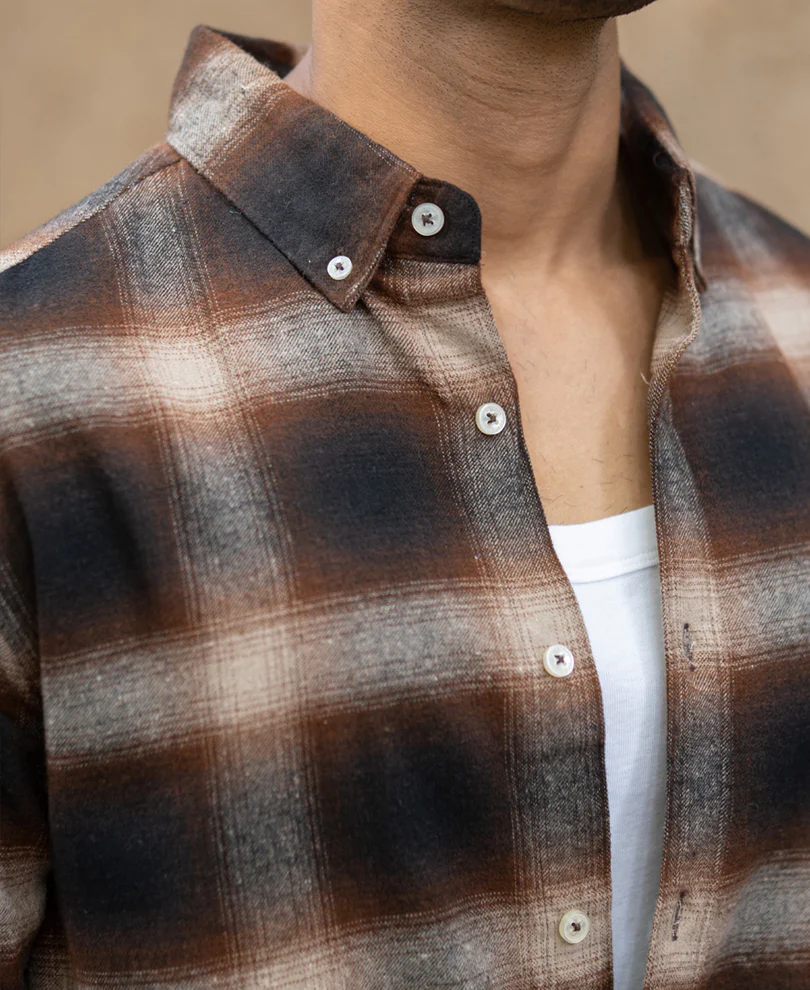 Dark Brown Checks Shirt - Image 4