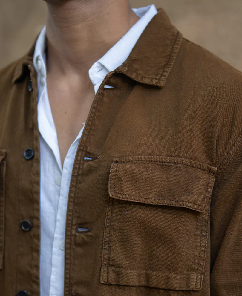 Dark Brown Denim Overshirt 100% Cotton - Image 5