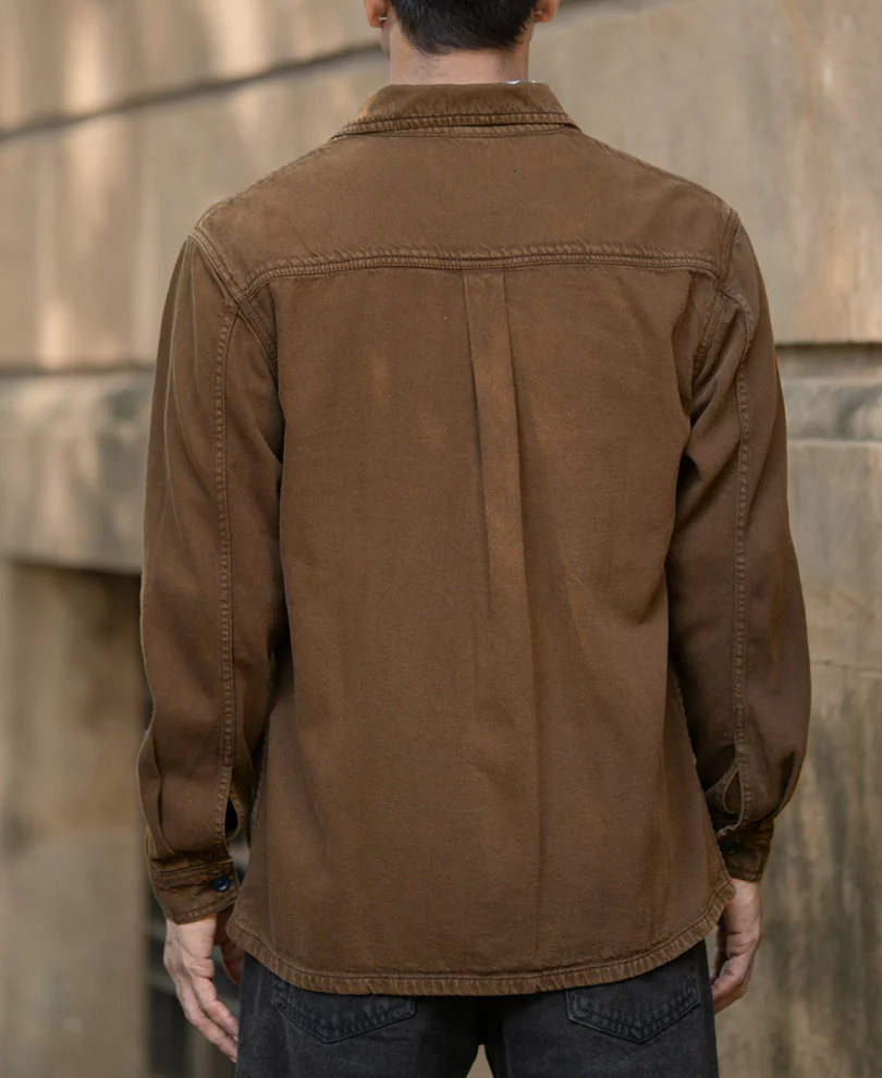 Dark Brown Denim Overshirt 100% Cotton - Image 6