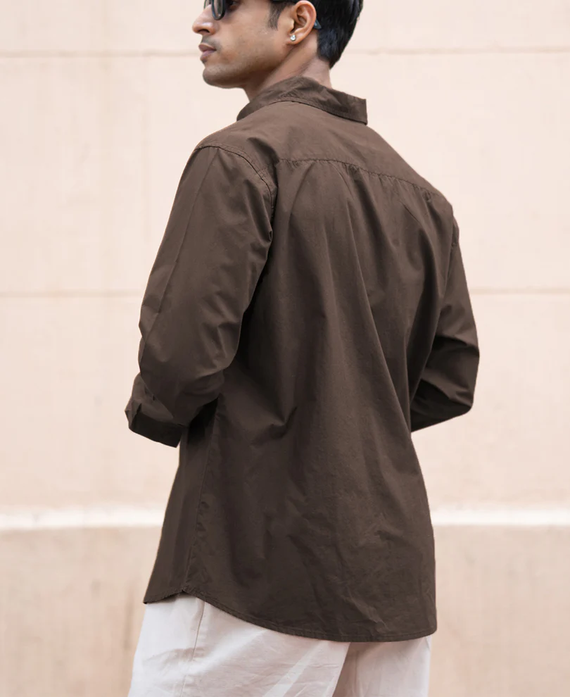 Dark Brown Double Pocket Lightweight Shirt 100% Cotton - Image 4