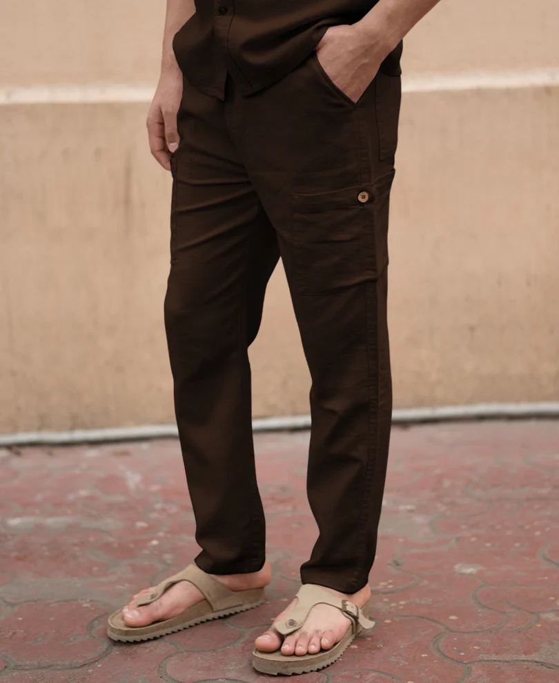 Dark Brown Linen Structured Co-Ord Set - Image 3