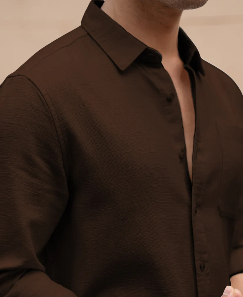 Dark Brown Linen Structured Co-Ord Set - Image 5