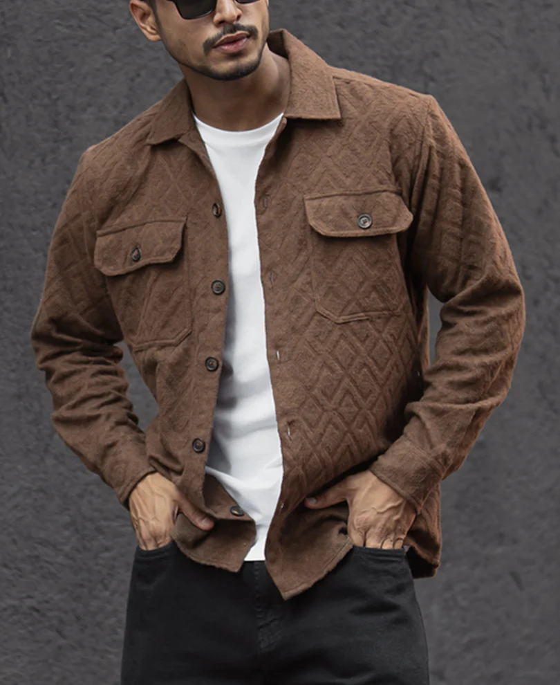 Dark Brown Regular Fit Full Sleeves Shirt - Image 3