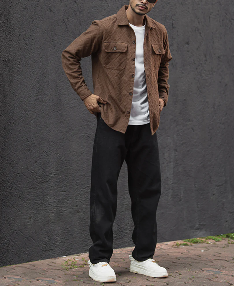 Dark Brown Regular Fit Full Sleeves Shirt - Image 6
