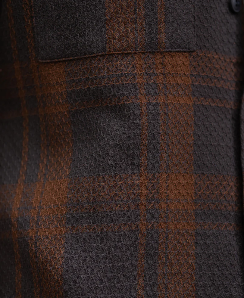 Dark Brown Structured Checks Shirt - Image 3