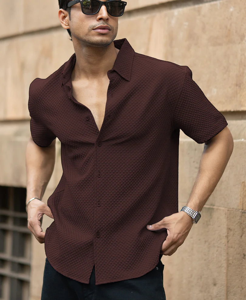 Dark Brown Structured Shirt - Image 3