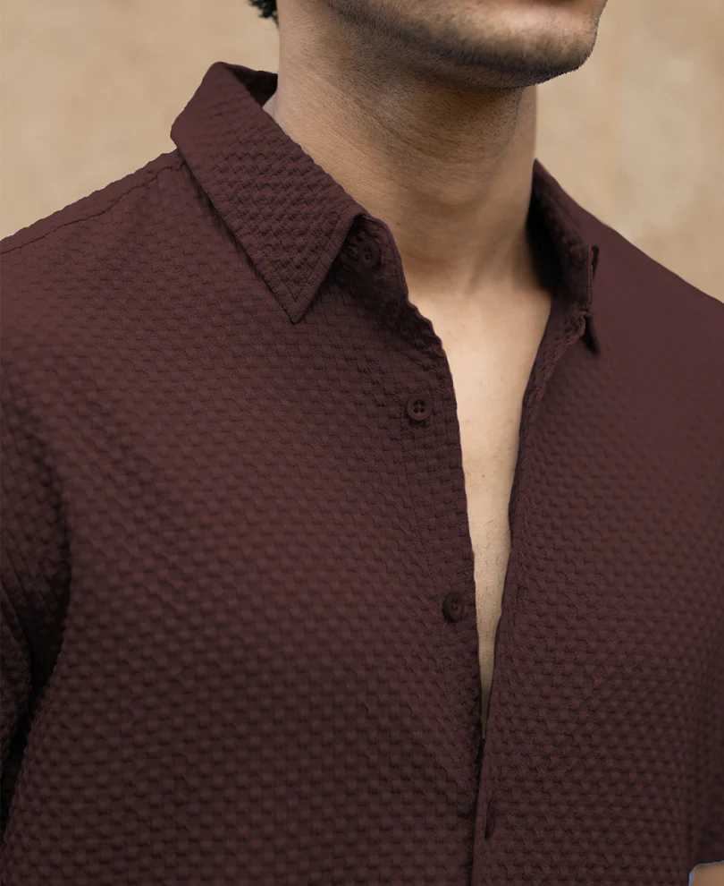 Dark Brown Structured Shirt - Image 4