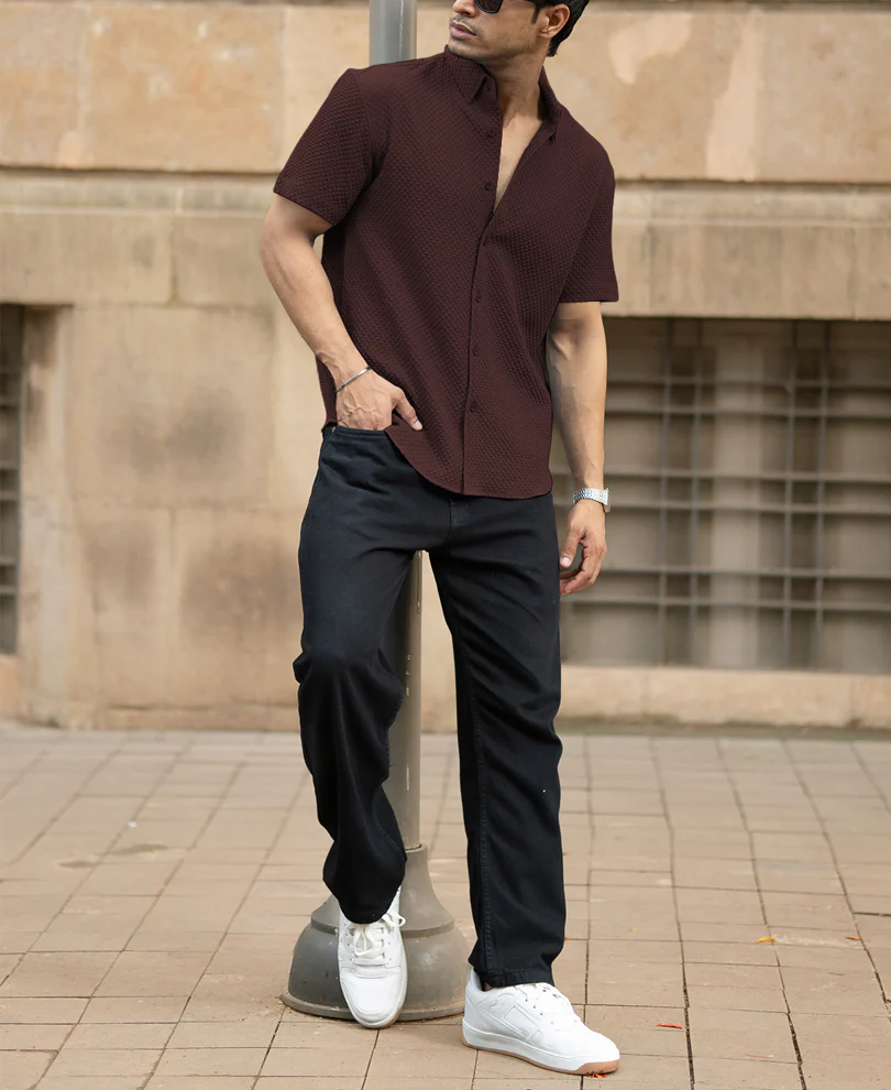 Dark Brown Structured Shirt - Image 6