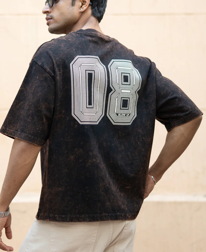 Dark Brown Washed Printed T-Shirt 100% Cotton - Image 3