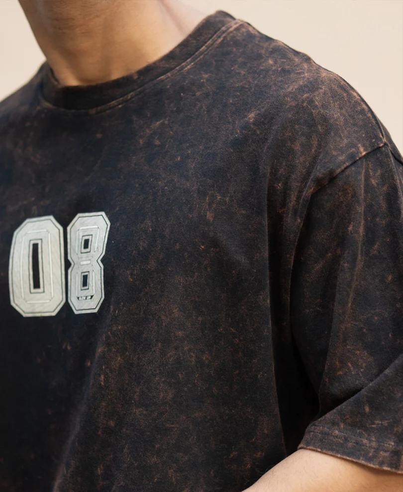 Dark Brown Washed Printed T-Shirt 100% Cotton - Image 4