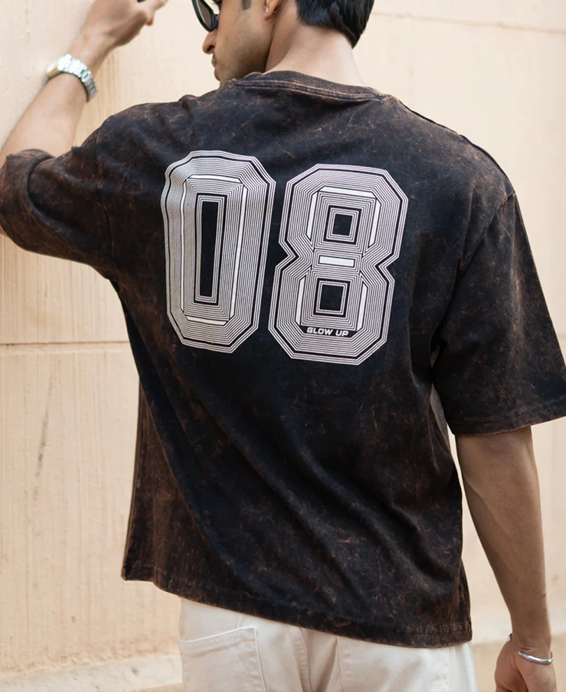 Dark Brown Washed Printed T-Shirt 100% Cotton - Image 6