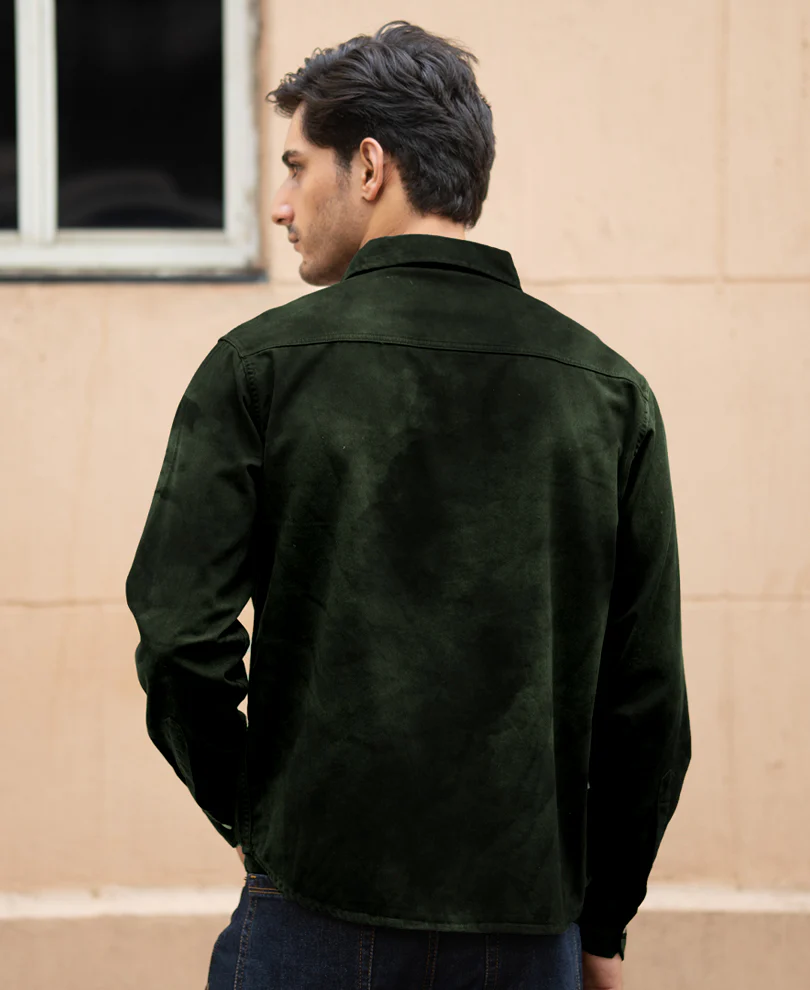 Dark Green Sprayed Shirt 100% Cotton - Image 6