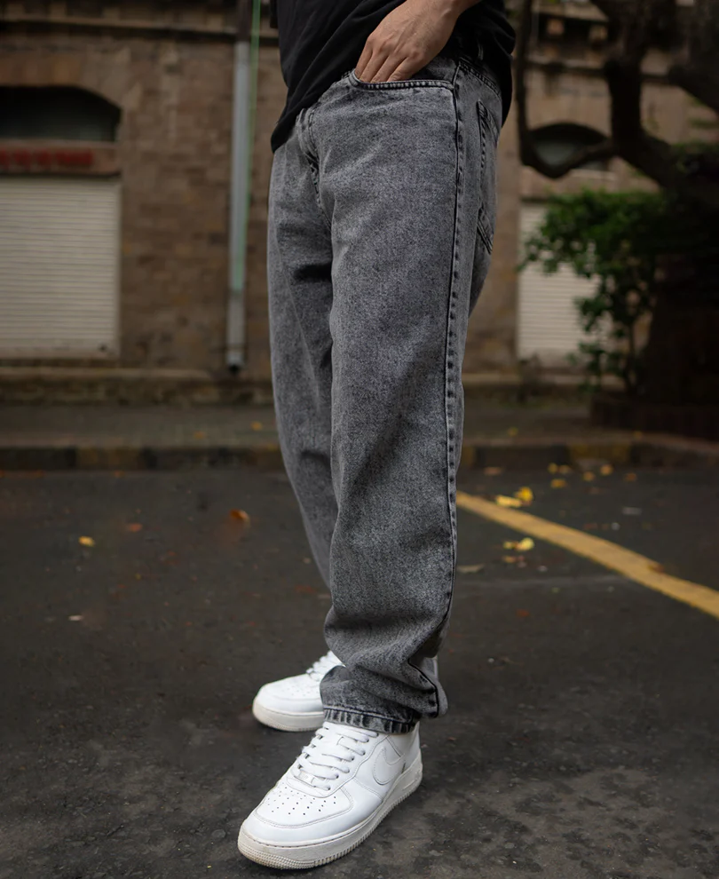Dark Grey Baggy fit Denim Jeans 100% Cotton - Image 3