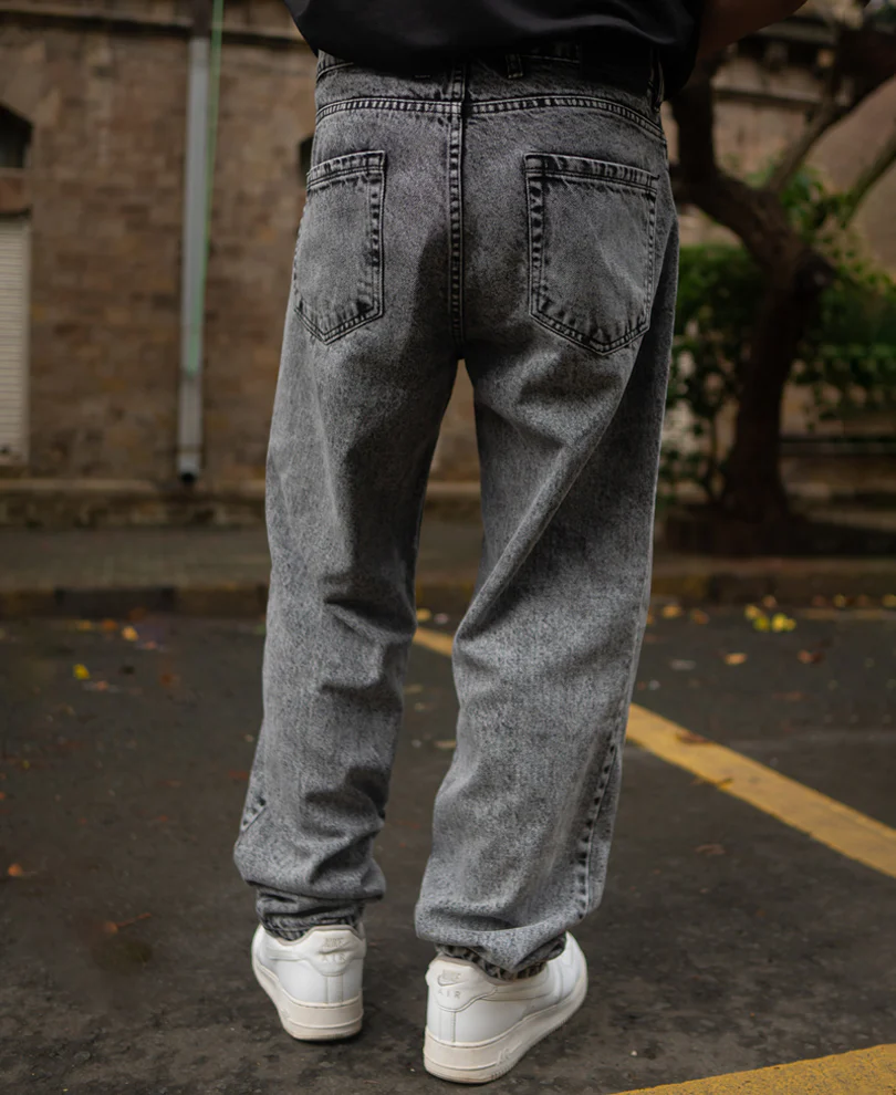 Dark Grey Baggy fit Denim Jeans 100% Cotton - Image 4